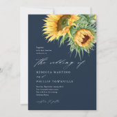 Invitation Mariage de script rustique de couleur de tournesol (Devant)