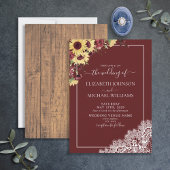 Invitation Mariage de script rustique de tournesol bordeaux