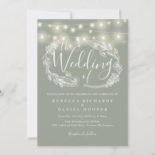 Invitation Mariage de script Sage Green (Devant)