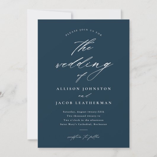 Invitation Mariage de script simple (Devant)