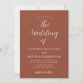 Invitation mariage de script simple en terre cuite bohème (Devant)