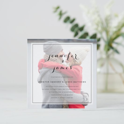 Invitation Mariage de script simple et élégant (Debout devant)