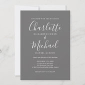 Invitation Mariage De Script Simple Et Élégant Gris Et Blanc (Devant)