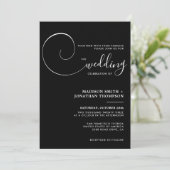 Invitation Mariage de script simple moderne noir et blanc (Debout devant)