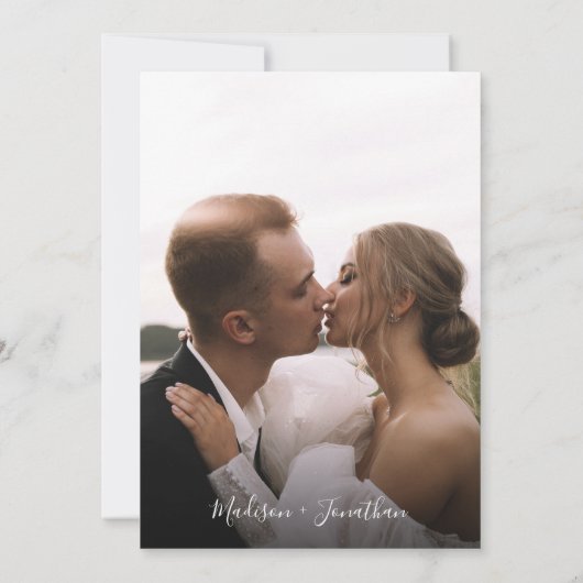 Invitation Mariage de script simple moderne noir et blanc (Dos)