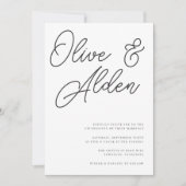 Invitation Mariage de script surdimensionné noir et blanc (Devant)