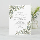 Invitation Mariage de script tendance Eucalyptus Greenery (Debout devant)