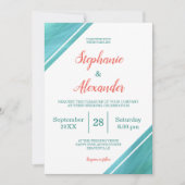 Invitation Mariage de script Turquoise de corail (Devant)