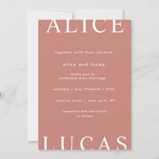 Invitation Mariage de script ultra moderne (Devant)