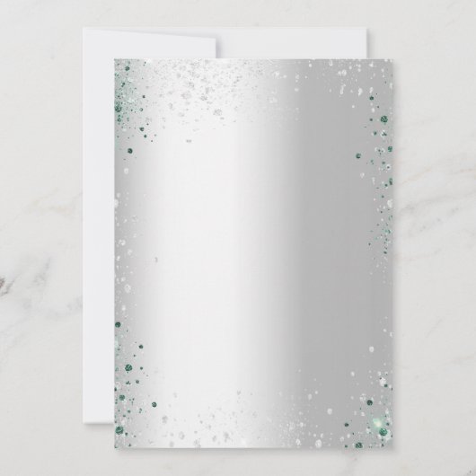 Invitation Mariage de script vert Eucalyptus Argent (Dos)