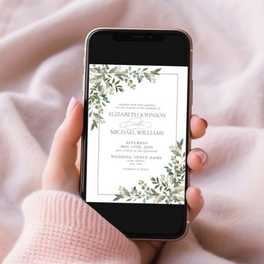 Invitation Mariage de script vert Eucalyptus Botanical Sage