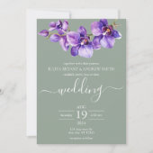 Invitation Mariage de script vert orchidée (Devant)