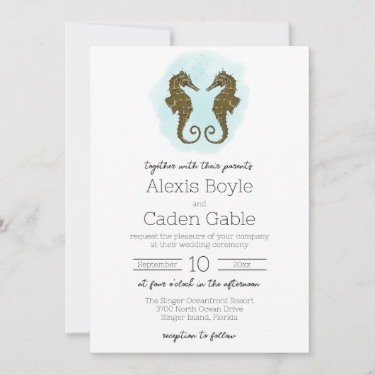 Invitation Mariage de Seahorse (Devant)