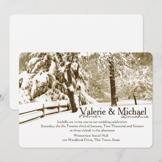 Invitation Mariage de sérénité hivernale (Devant / Derrière)