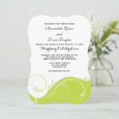 Invitation Mariage de serrure de fleurs vert citron invite (Debout devant)