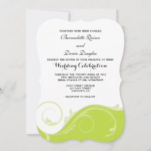 Invitation Mariage de serrure de fleurs vert citron invite