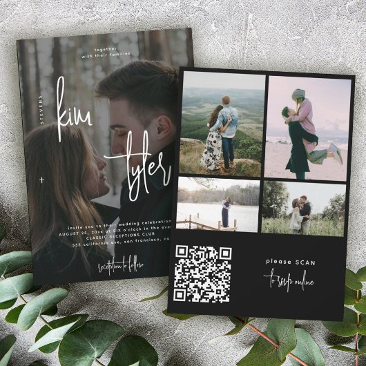 Invitation Mariage de signature du script QR CODE photo moder