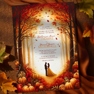 Invitation Mariage de silhouette de récolte d'automne enchant