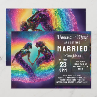Invitation Mariage de sirène d'énergie féminine arc-en-ciel c