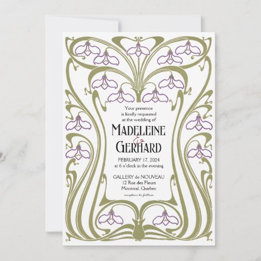 Invitation Mariage de snowdrops Art Nouveau (Devant)