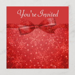 Invitation Mariage de Snowflakes romantique rouge et shimmer