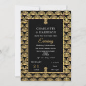 Invitation Mariage de soirée Art Déco Classy Black Gold (Devant)