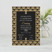 Invitation Mariage de soirée Art Déco Classy Black Gold (Debout devant)