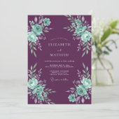 Invitation Mariage de soirée dramatique aux tons prune (Debout devant)