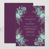 Invitation Mariage de soirée dramatique aux tons prune (Devant / Derrière)