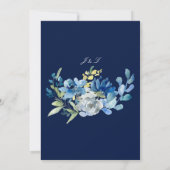 Invitation Mariage de soirée élégant avec fleurs en bleu mari (Dos)
