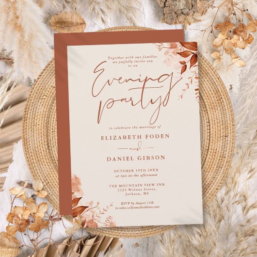 Invitation Mariage de soirée floral rustique d'automne