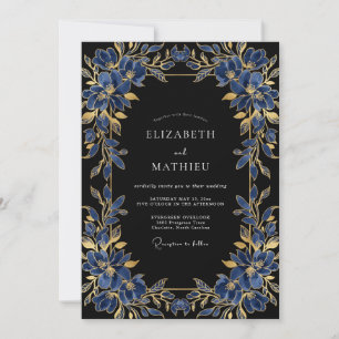 Invitation Mariage de soirée impérial bleu marine