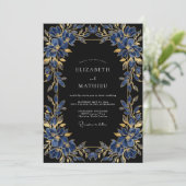 Invitation Mariage de soirée impérial bleu marine (Debout devant)