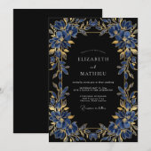 Invitation Mariage de soirée impérial bleu marine (Devant / Derrière)