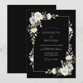 Invitation Mariage de soirée noir sophistiqué (Devant / Derrière)