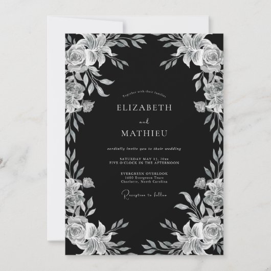 Invitation Mariage de Soirée Orné Noir (Devant)