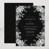 Invitation Mariage de Soirée Orné Noir (Devant / Derrière)
