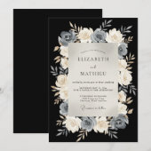 Invitation Mariage de soirée raffiné noir (Devant / Derrière)
