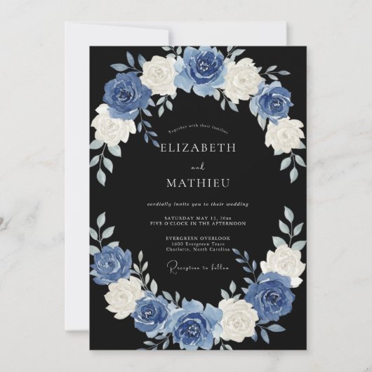 Invitation Mariage de soirée régale noir (Devant)