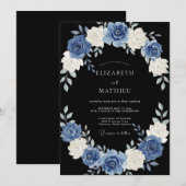 Invitation Mariage de soirée régale noir (Devant / Derrière)