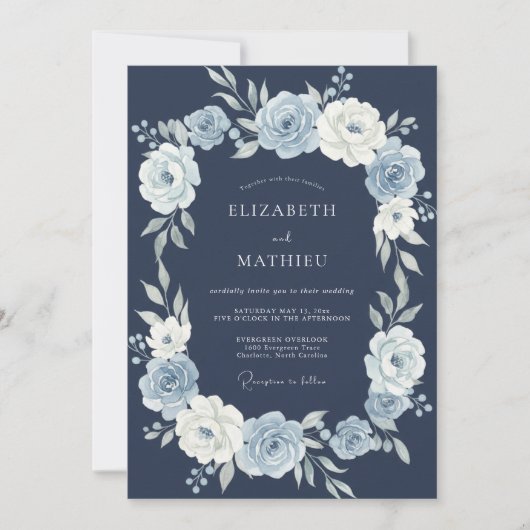 Invitation Mariage de solstice bleu marine (Devant)