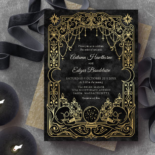 Invitation Mariage de sorcière gothique Halloween Tarot