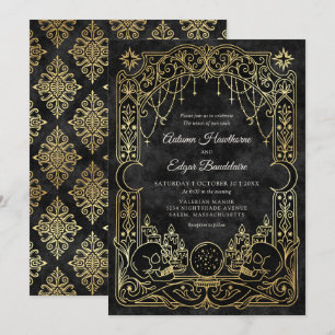 Invitation Mariage de sorcière gothique Halloween Tarot