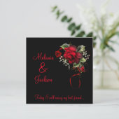 Invitation Mariage de souffle de Babys de ruban de roses (Debout devant)