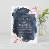 Invitation Mariage de splash de la marine floue (Debout devant)