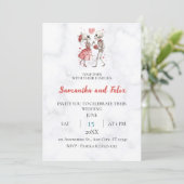 Invitation Mariage de squelette ballon marbre (Debout devant)