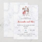 Invitation Mariage de squelette ballon marbre (Devant / Derrière)