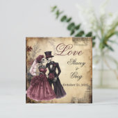 Invitation Mariage de squelette gothique rustique d'Halloween (Debout devant)