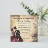 Invitation Mariage de squelette gothique rustique d'Halloween (Debout devant)