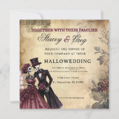 Invitation Mariage de squelette gothique rustique d'Halloween (Devant)